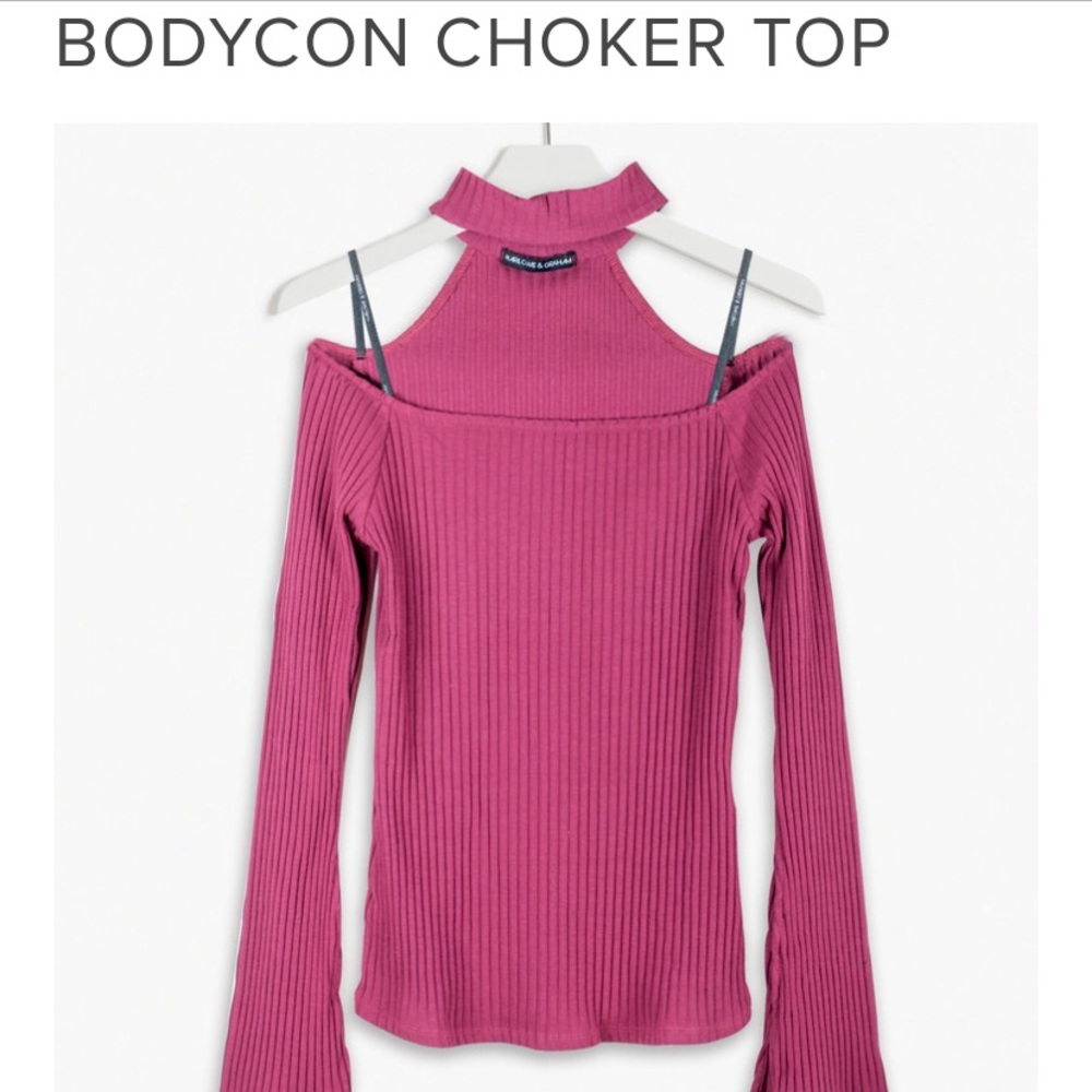 Harlowe & Graham Bodycon Choker Top Burgundy S